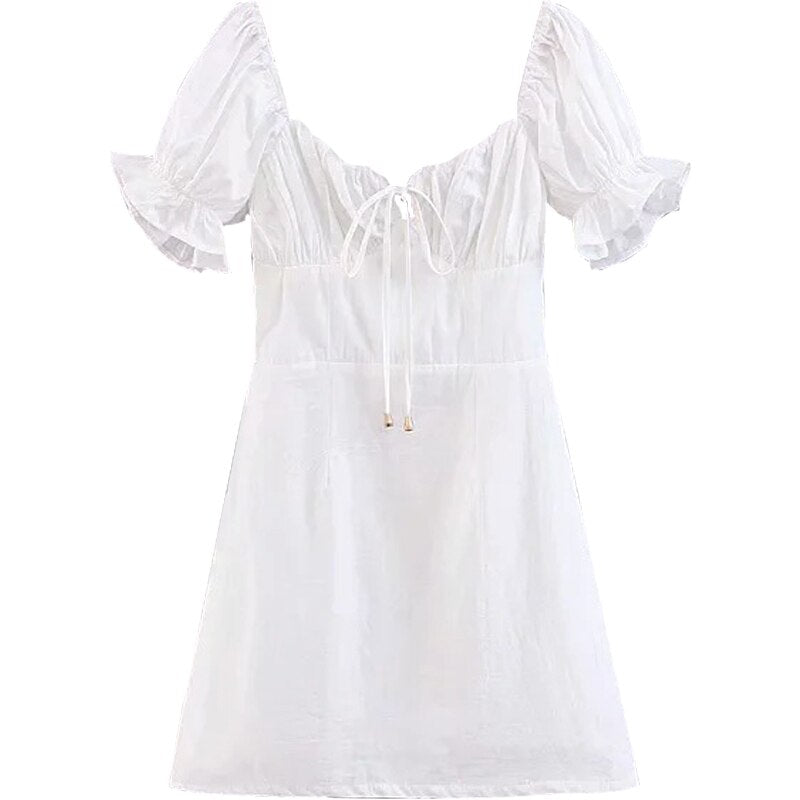 Vintage Summer French White Dress - Dresses