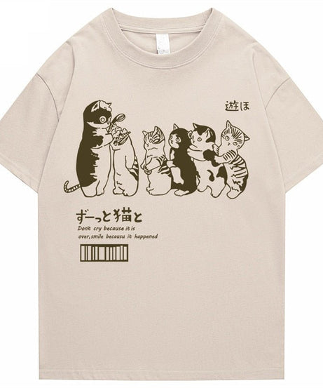 Vintage t-shirt with kawaii cats print - Shirts