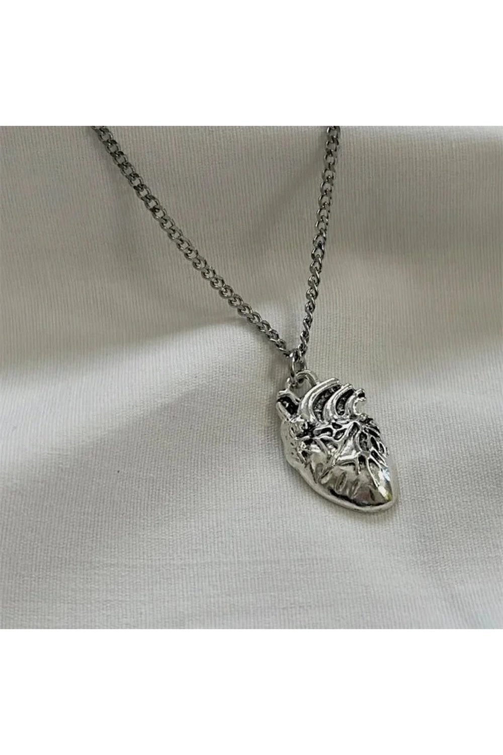 Aesthetic Vivid Heartbeat Pendant Antique Silver Plated Shoptery
