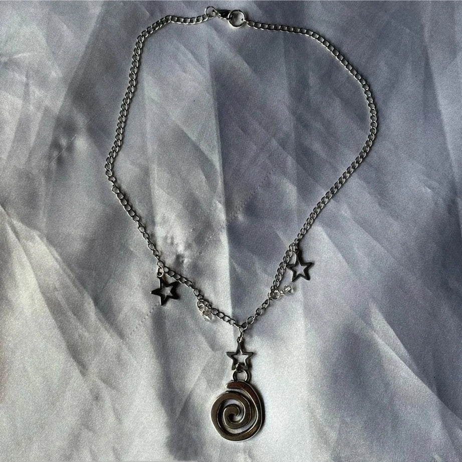 Edgy Vortex Charm Punk Necklaces B Shoptery