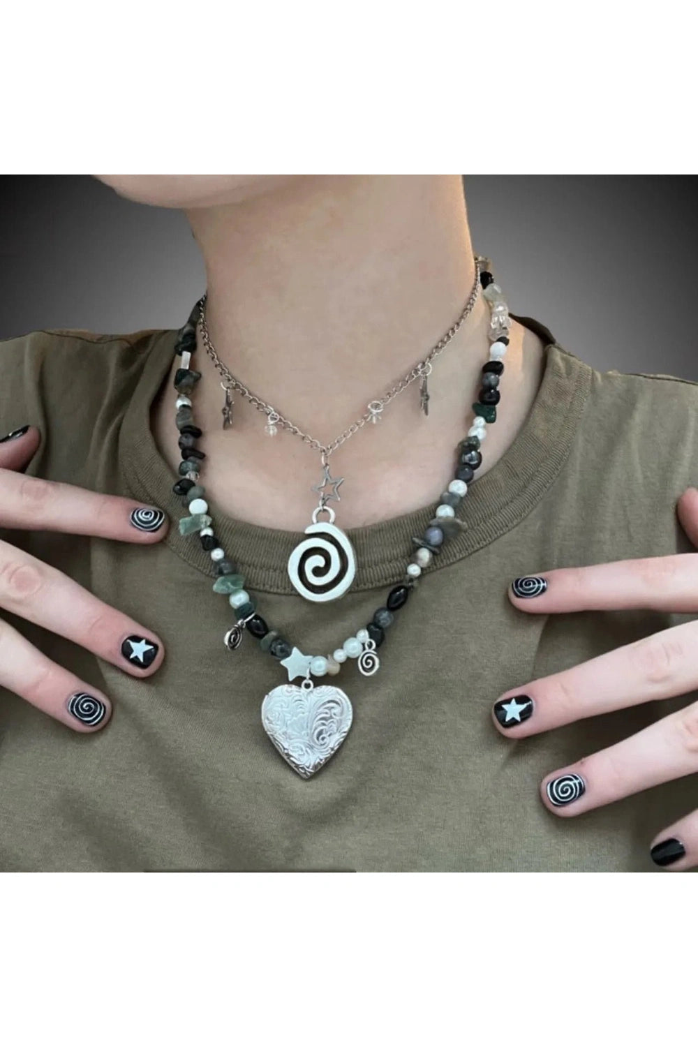 Edgy Vortex Charm Punk Necklaces Shoptery