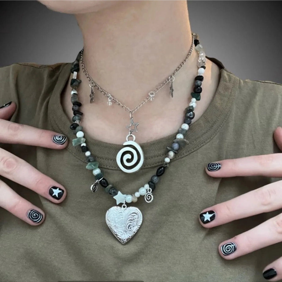 Edgy Vortex Charm Punk Necklaces Shoptery