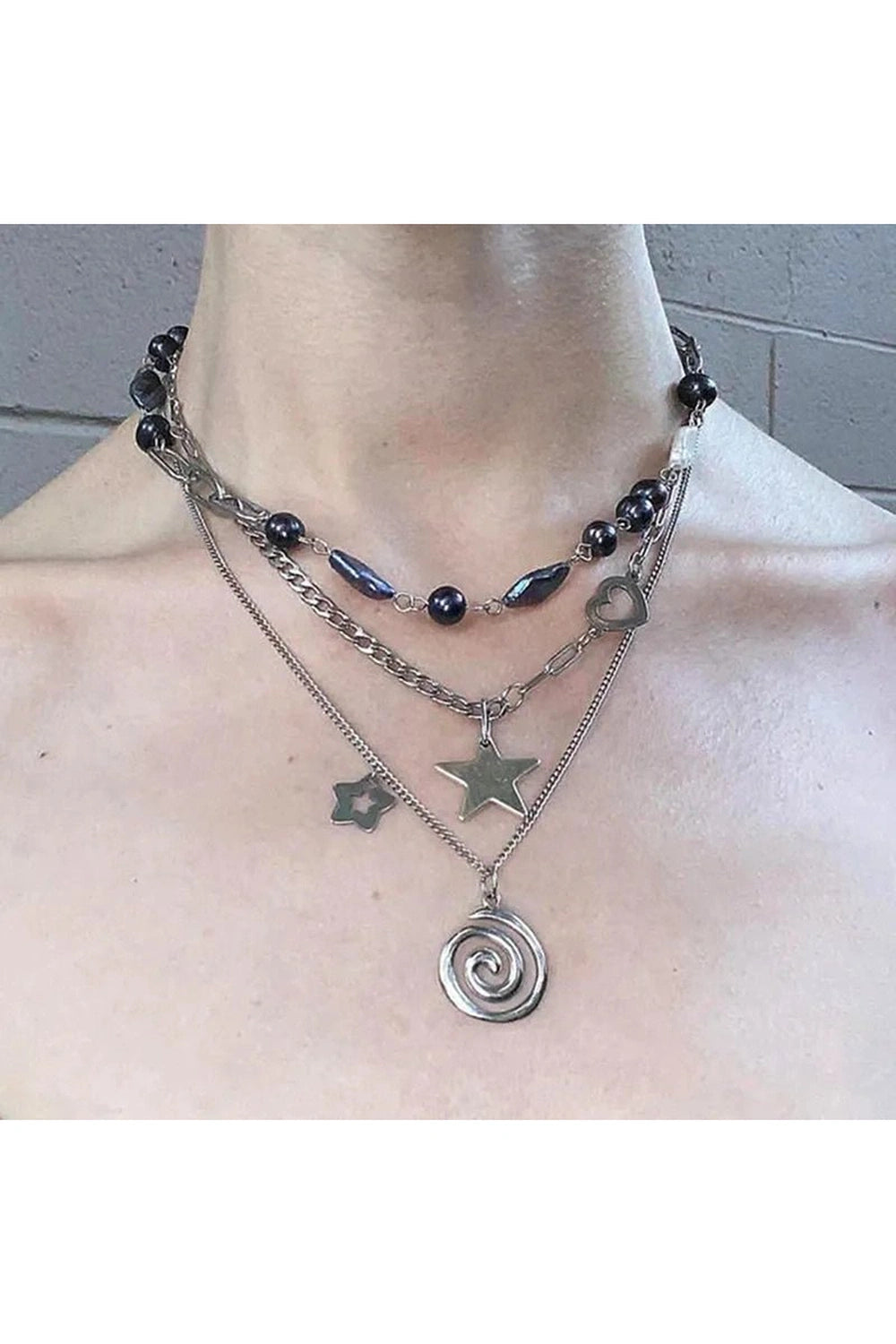 Edgy Vortex Charm Punk Necklaces Shoptery