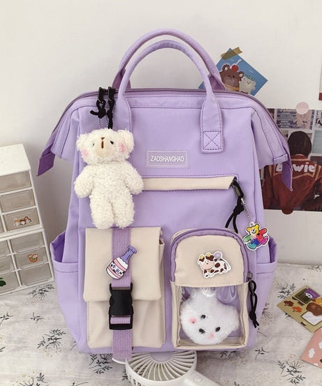 Waterproof Pastel Colors Cute Backpack - Backpacks