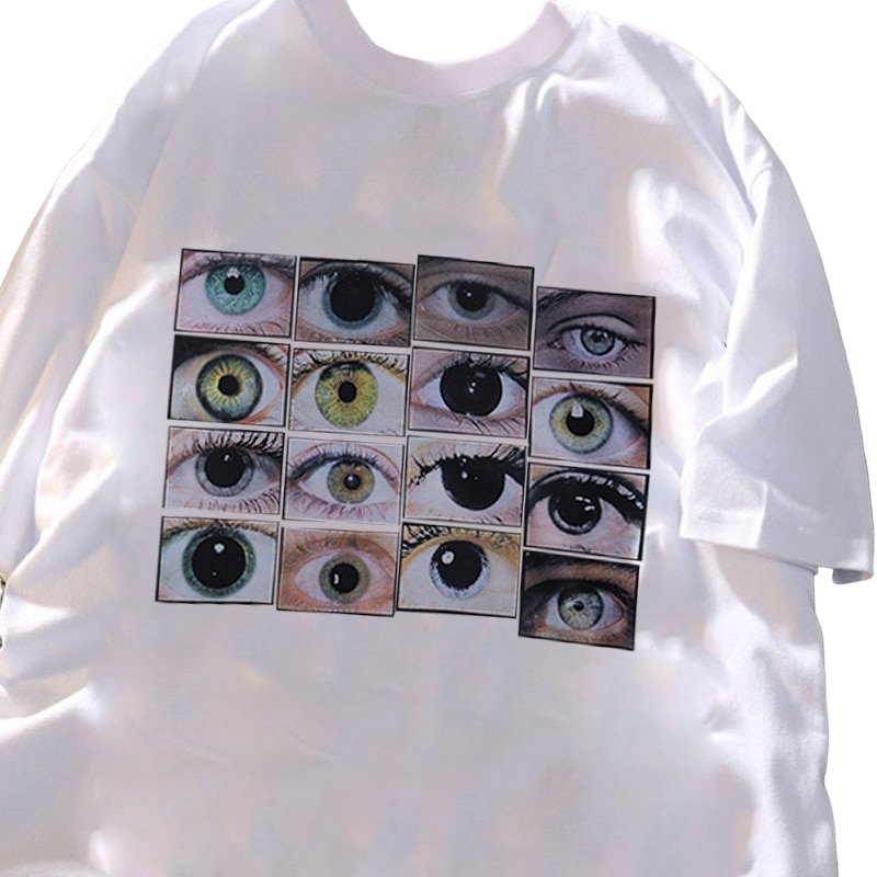 Weirdcore Aesthetic Eyes Print T-Shirt - T-shirts