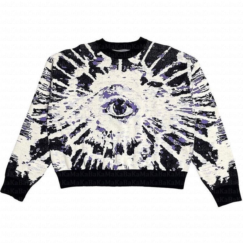 Weirdcore Eye Knit Sweater - Sweaters