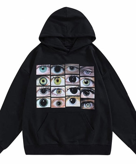 Weirdcore Eyes Print Sweatshirt - Sweatshirts