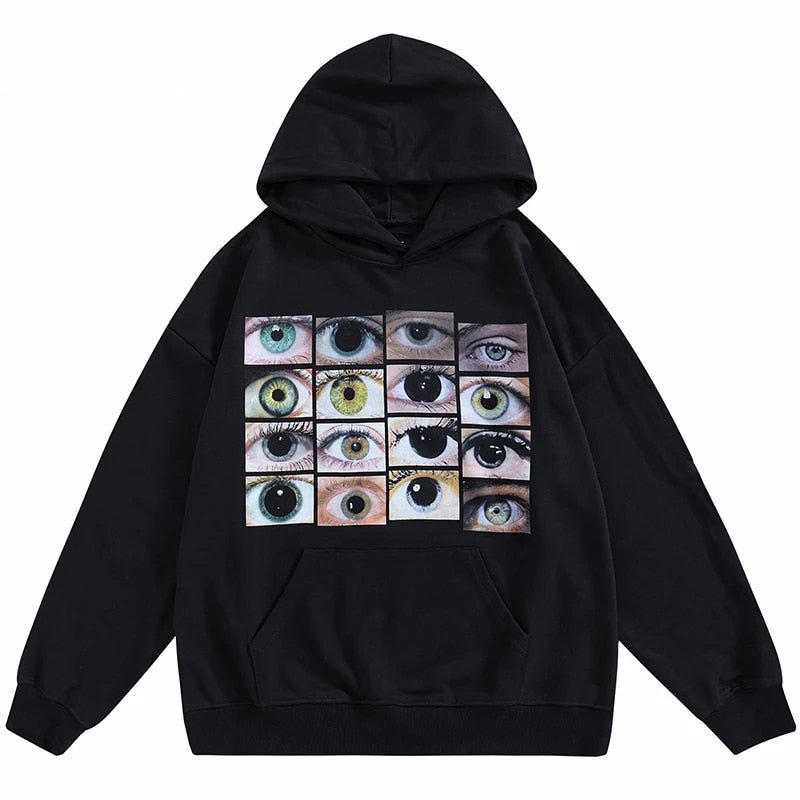 Weirdcore Eyes Print Sweatshirt - Sweatshirts