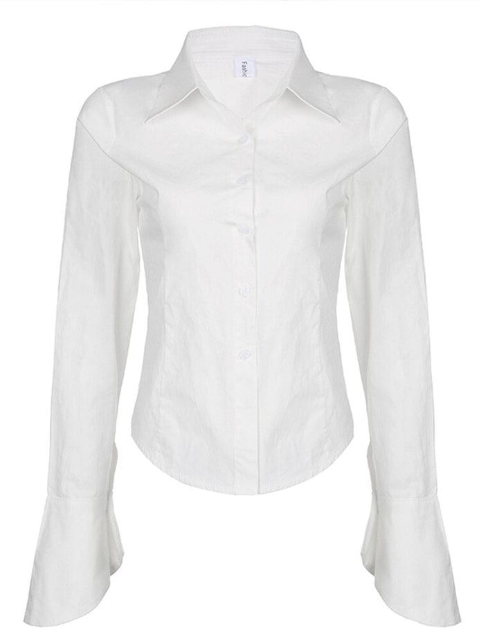 White Full Sleeve Office Blouse - Blouses