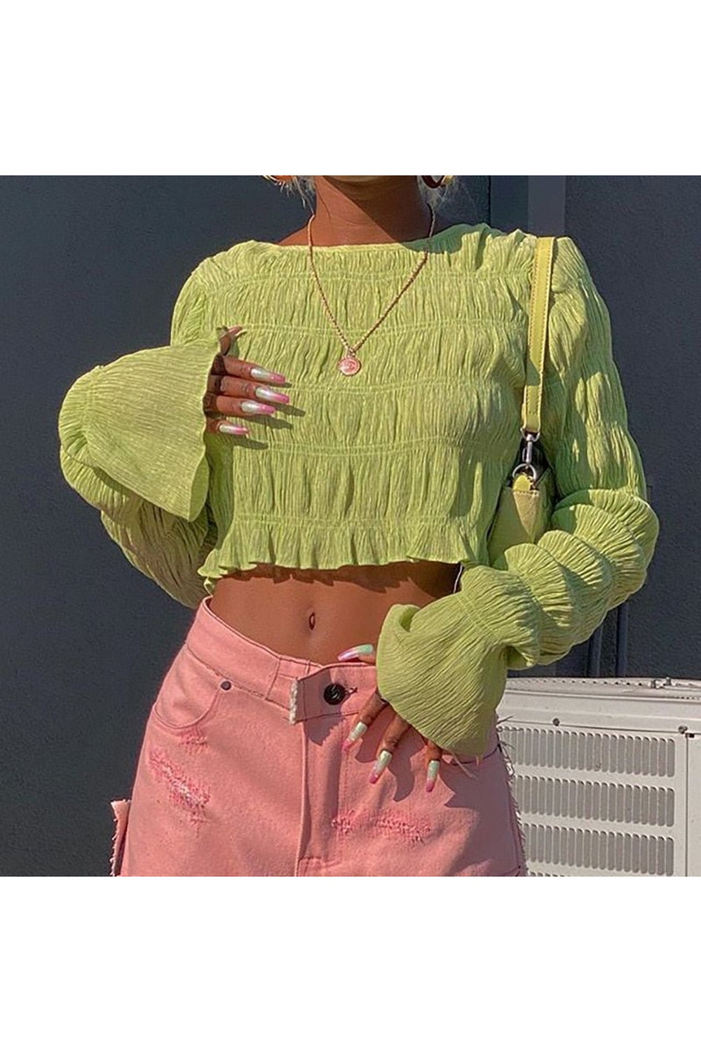 Y2k Aesthetic Green Crop Top - Crop Tops