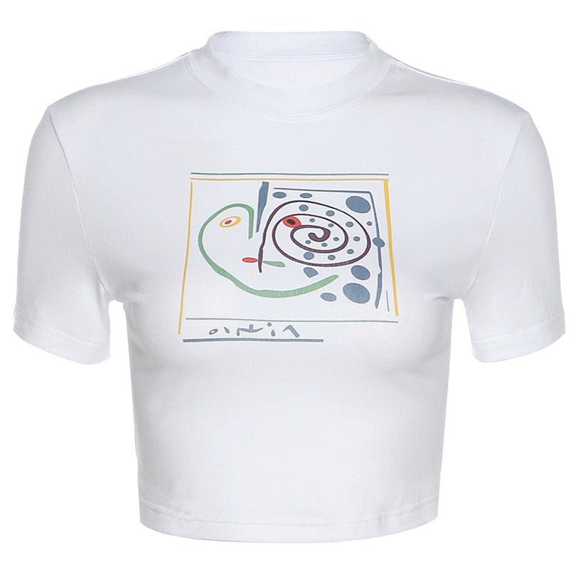 Y2K Aesthetic White Crop Top - Crop Tops