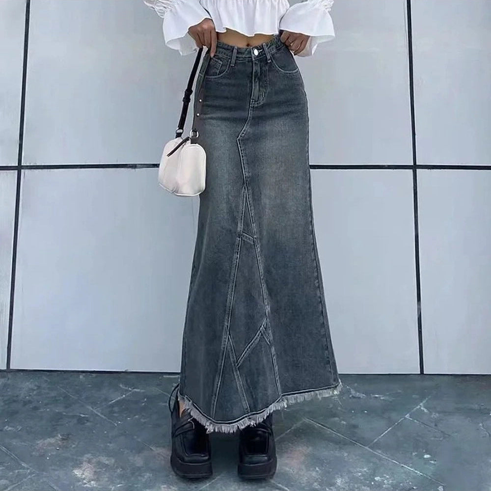 Y2k All-Match Denim Skirt Blue Shoptery