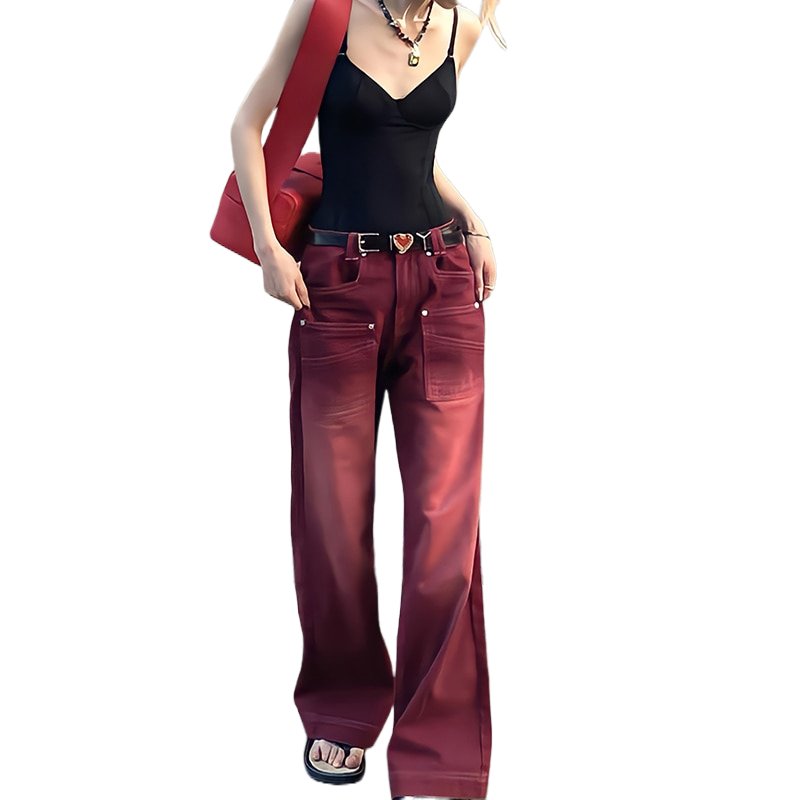 Y2k Baggy Red Jeans - Jeans