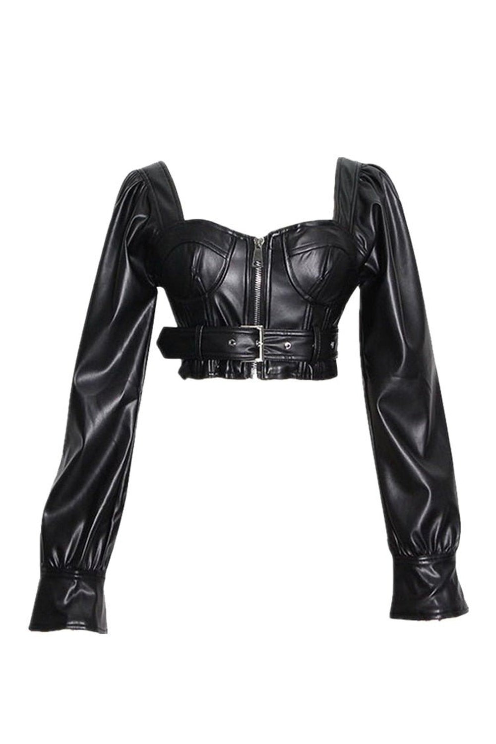 Y2k Black Faux Leather Crop Top - Crop Tops