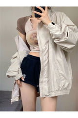 Fall Y2K Gray Windbreaker Jacket Shoptery