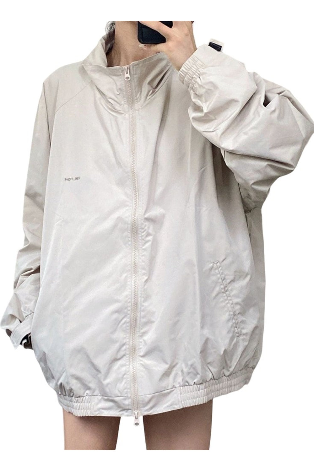 Fall Y2K Gray Windbreaker Jacket Shoptery