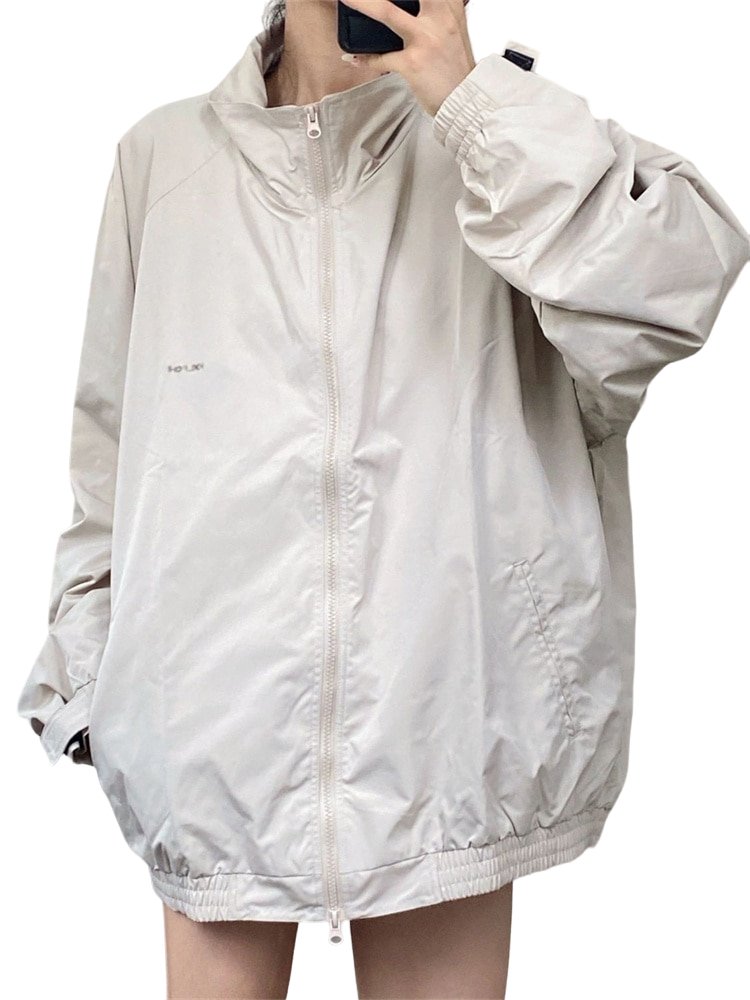 Y2K Gray Windbreaker Jacket - Coats & Jackets