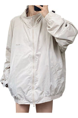 Fall Y2K Gray Windbreaker Jacket Shoptery