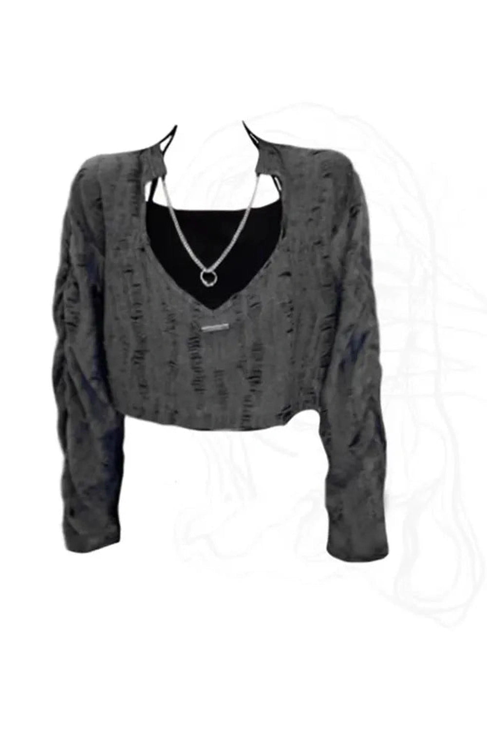 Y2K Spring Two-Piece Set Grey-Short Shoptery