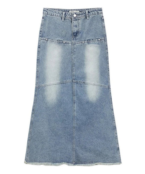 Y2K Low-Waist Fishtail Denim Skirt -