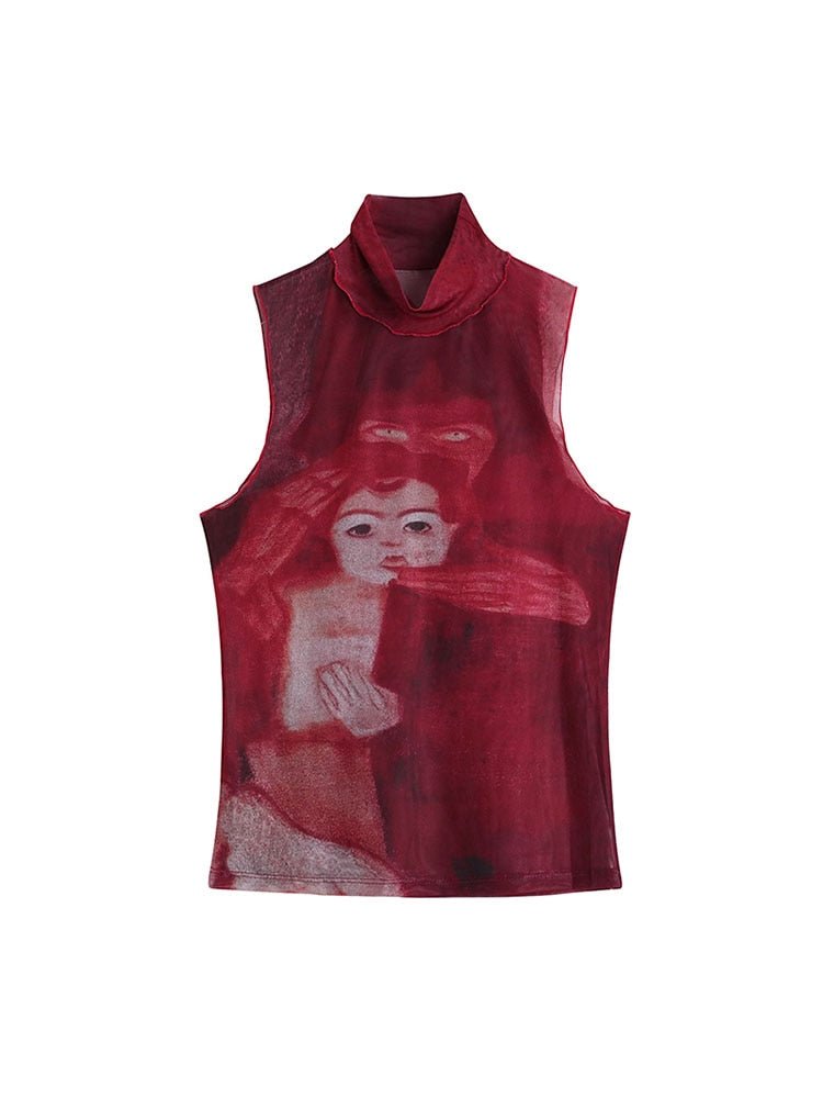 Y2K Red Sleeveless Top - Crop Tops