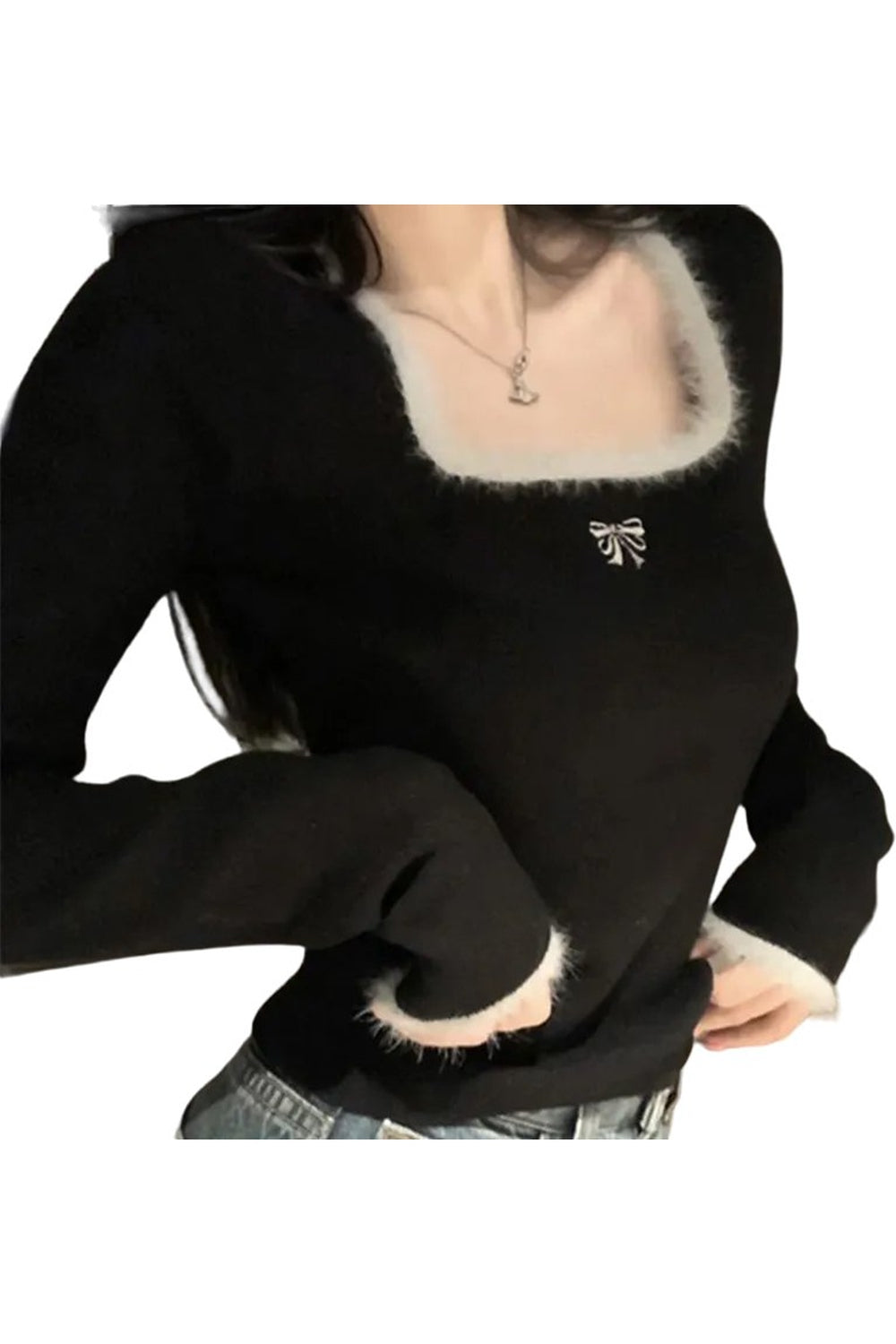 Y2K Square Collar Knit Jumper -