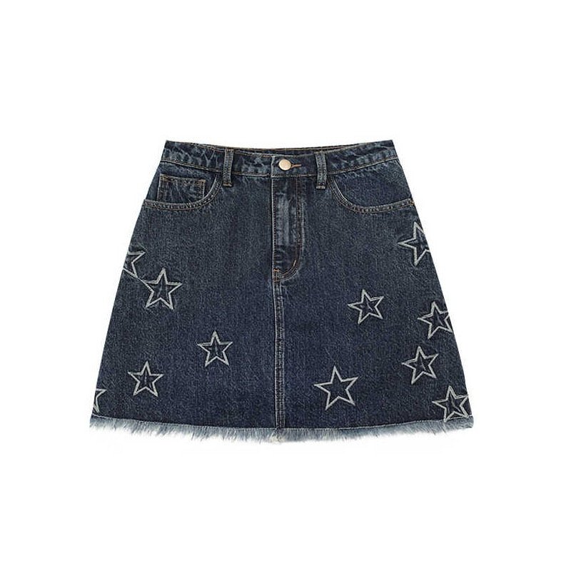 Y2K Star Mini Denim Skirt - Skirts
