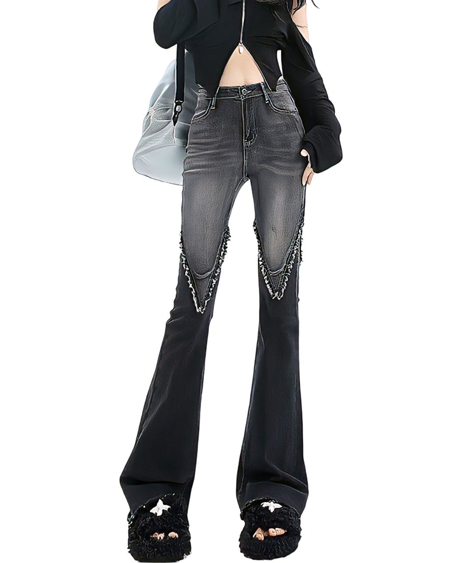 Y2K Wide Leg Flare Jeans - Jeans