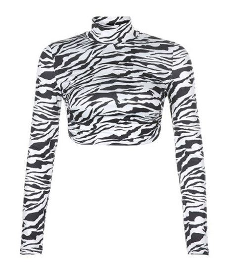 Zebra Print Backless Crop Top - Crop Tops