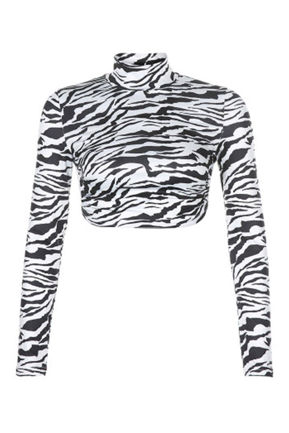 Zebra Print Backless Crop Top - Crop Tops