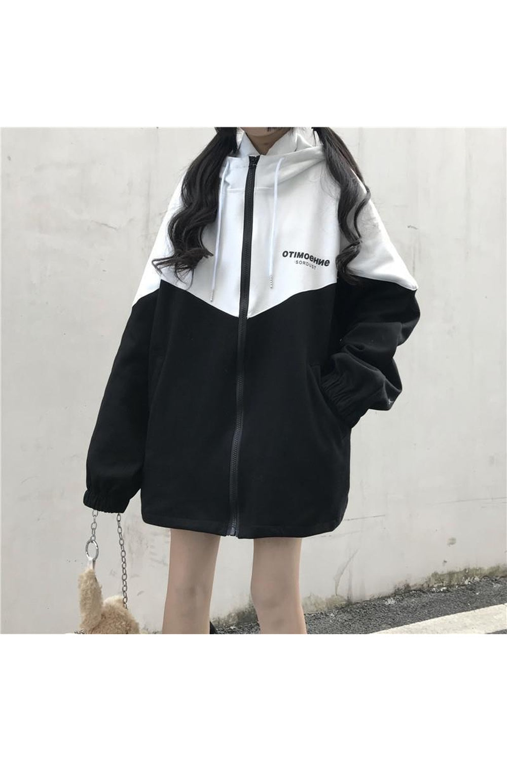 Fall Zipper Hooded Varsity Jacket Shoptery