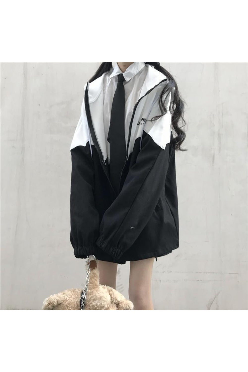 Fall Zipper Hooded Varsity Jacket Shoptery