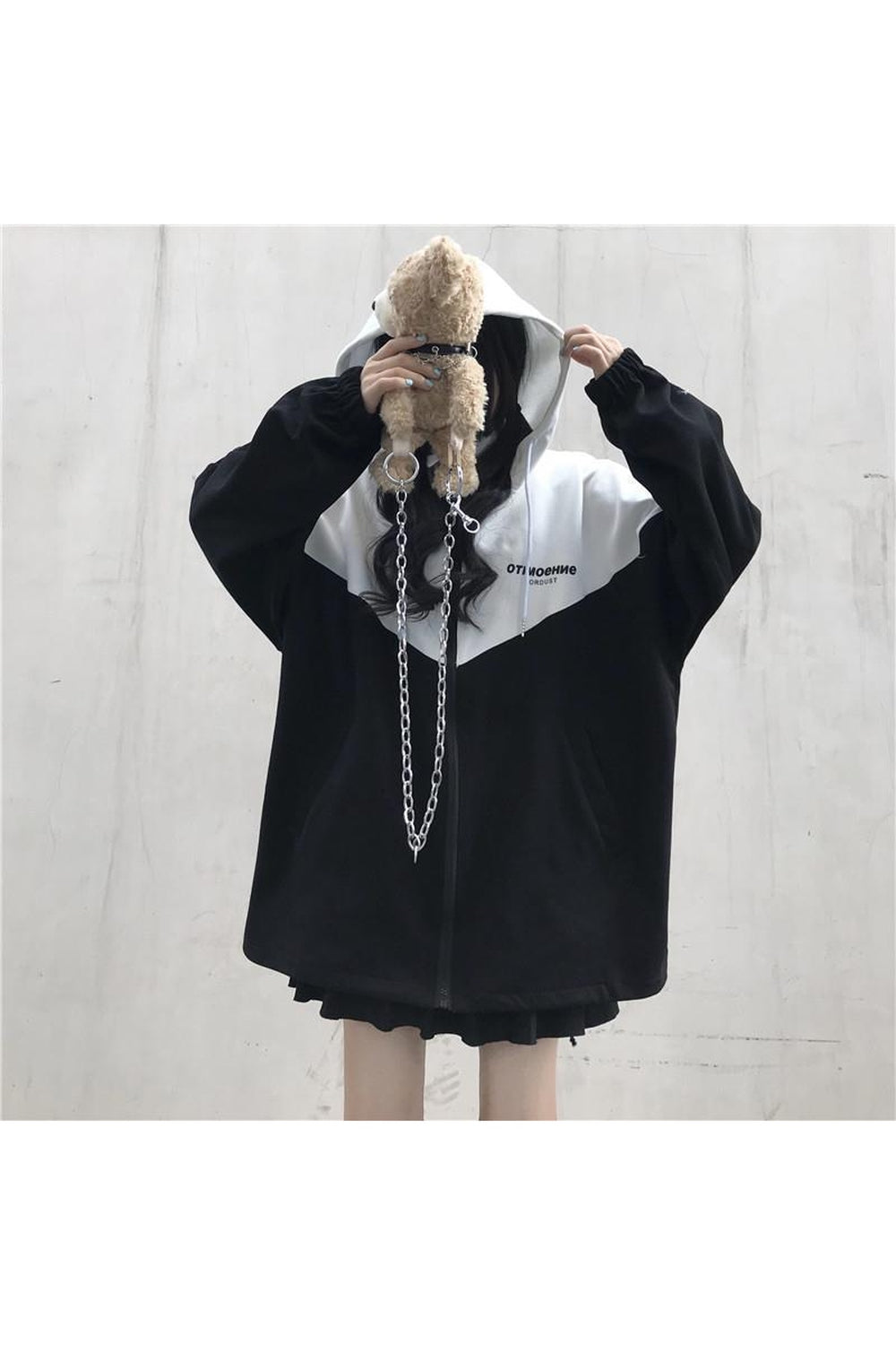 Fall Zipper Hooded Varsity Jacket Shoptery